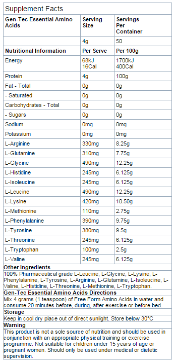 Gen-Tec Essential Amino Acids