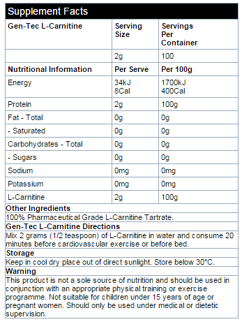 Gen-Tec LCarnitine